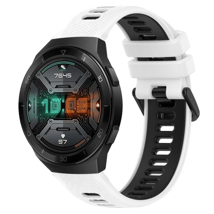 For Huawei Watch GT 2E 22mm Sports Two-Color Silicone Watch Band(White+Black) by bashfashion