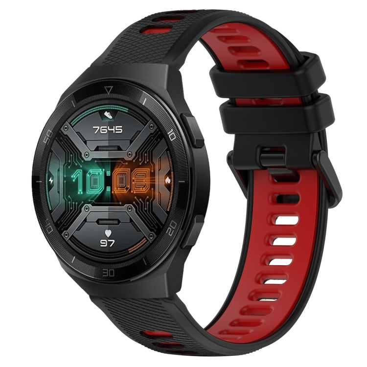 For Huawei Watch GT 2E 22mm Sports Two-Color Silicone Watch Band(Black+Red) by bashfashion