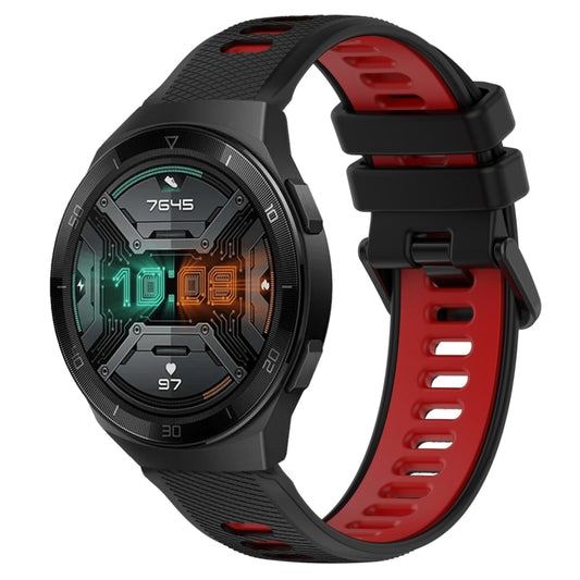 For Huawei Watch GT 2E 22mm Sports Two-Color Silicone Watch Band(Black+Red) by bashfashion
