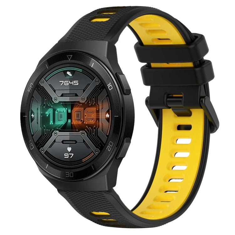For Huawei Watch GT 2E 22mm Sports Two-Color Silicone Watch Band(Black+Yellow) by bashfashion