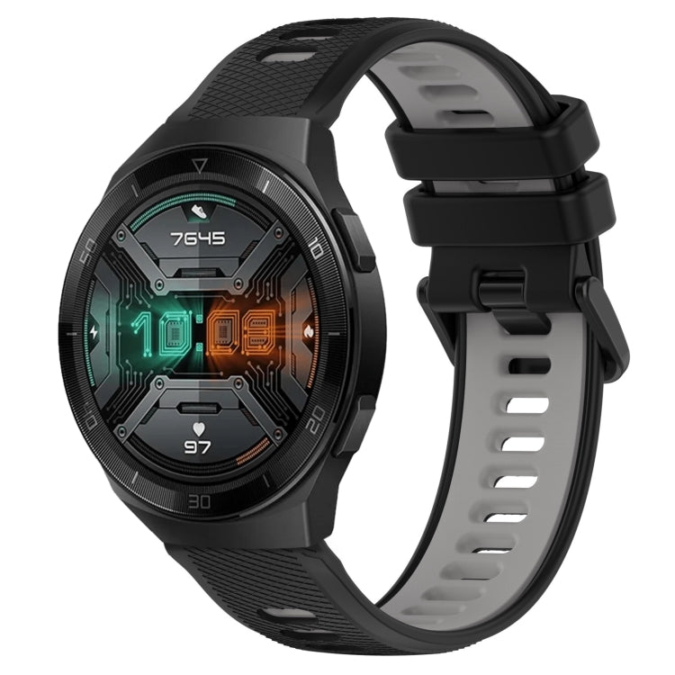 For Huawei Watch GT 2E 22mm Sports Two-Color Silicone Watch Band(Black+Grey) by bashfashion