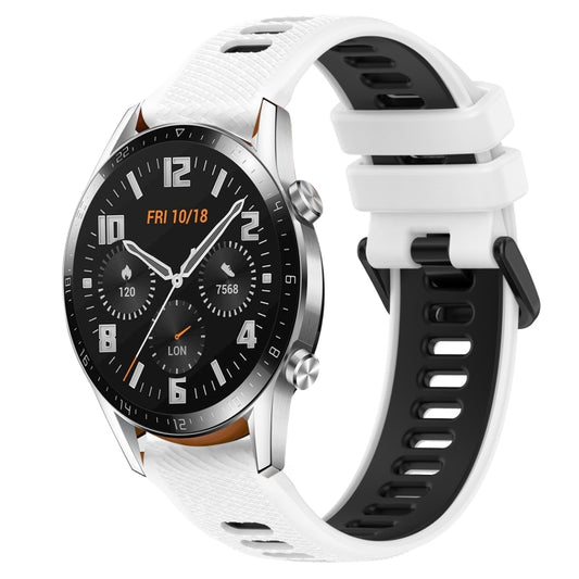 For Huawei GT2 46mm 22mm Sports Two-Color Silicone Watch Band(White+Black) by bashfashion