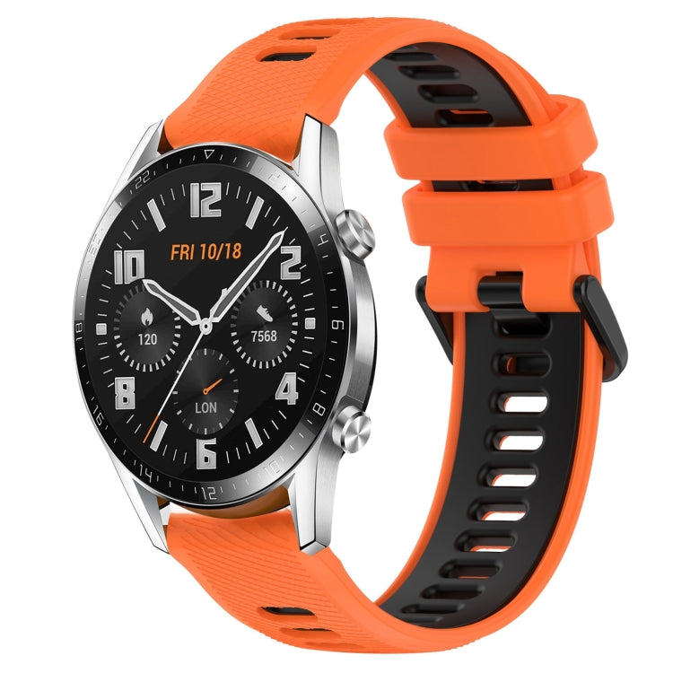 For Huawei GT2 46mm 22mm Sports Two-Color Silicone Watch Band(Orange+Black) by bashfashion