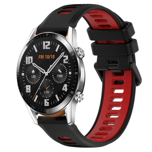 For Huawei GT2 46mm 22mm Sports Two-Color Silicone Watch Band(Black+Red) by bashfashion