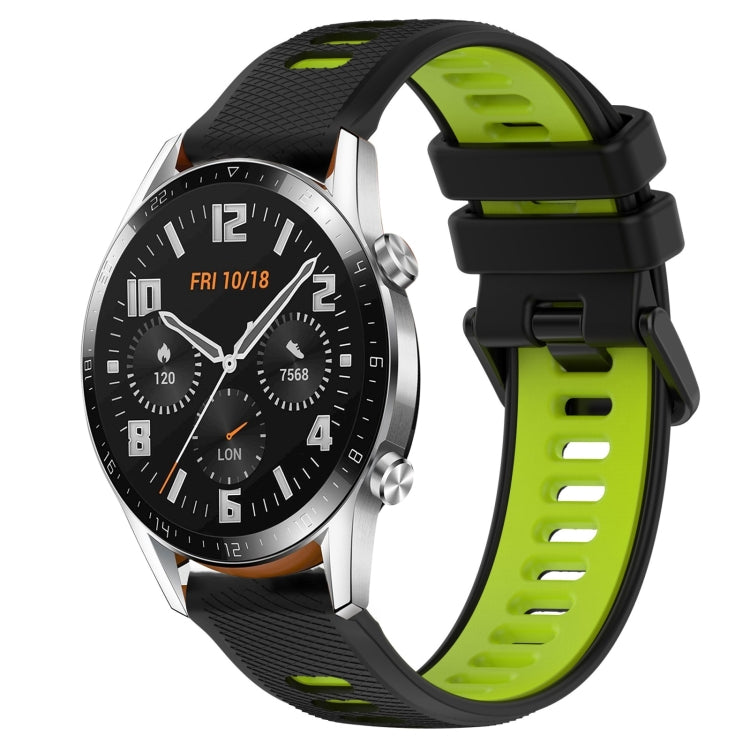 For Huawei GT2 46mm 22mm Sports Two-Color Silicone Watch Band(Black+Green) by bashfashion