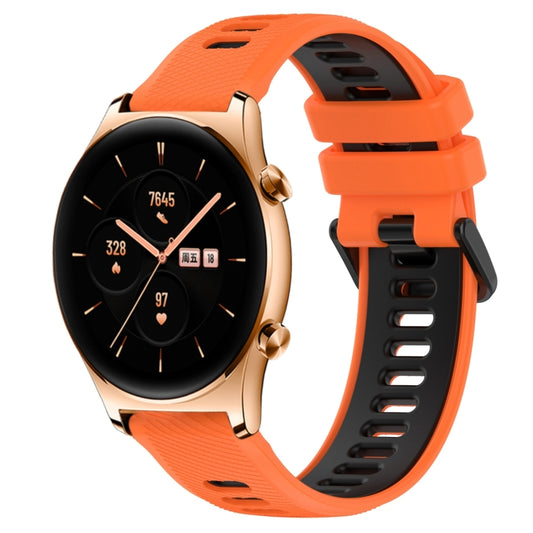 For Honor Watch GS 3 22mm Sports Two-Color Silicone Watch Band(Orange+Black) by bashfashion