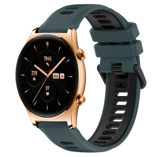 For Honor Watch GS 3 22mm Sports Two-Color Silicone Watch Band(Olive Green+Black) by bashfashion