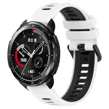 For Honor Watch GS Pro 22mm Sports Two-Color Silicone Watch Band(White+Black) by bashfashion