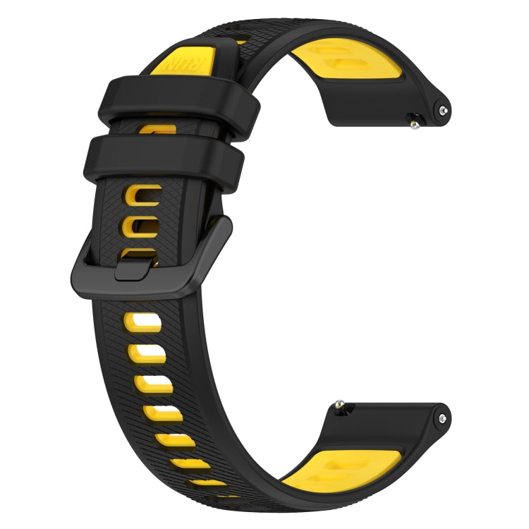 For Honor Watch GS Pro 22mm Sports Two-Color Silicone Watch Band(Black+Yellow) by bashfashion