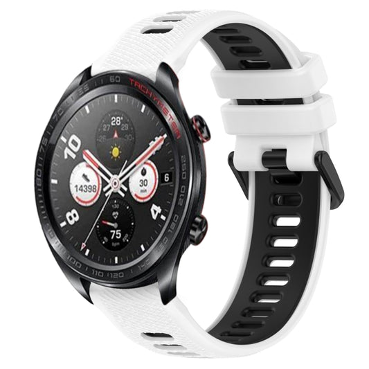For Honor Watch Dream 22mm Sports Two-Color Silicone Watch Band(White+Black) by bashfashion