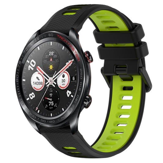 For Honor Watch Dream 22mm Sports Two-Color Silicone Watch Band(Black+Green) by bashfashion