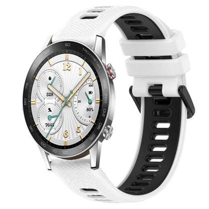 For Honor Watch GS 3i 22mm Sports Two-Color Silicone Watch Band(White+Black) by bashfashion