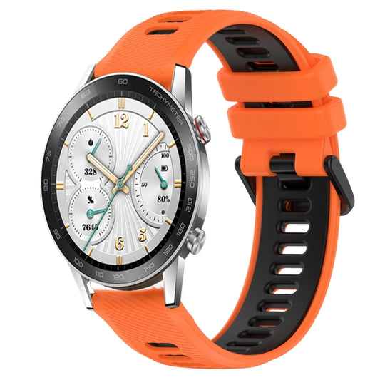 For Honor Watch GS 3i 22mm Sports Two-Color Silicone Watch Band(Orange+Black) by bashfashion