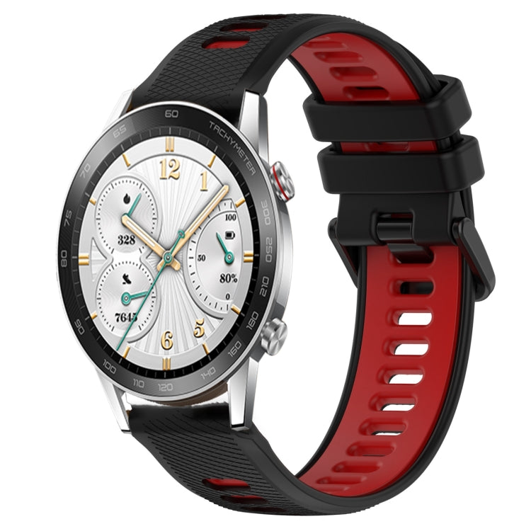 For Honor Watch GS 3i 22mm Sports Two-Color Silicone Watch Band(Black+Red) by bashfashion