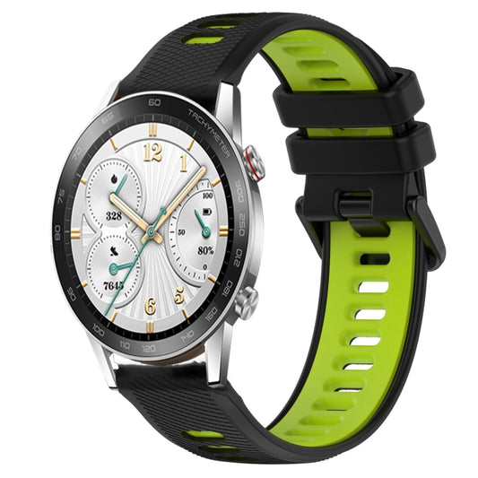 For Honor Watch GS 3i 22mm Sports Two-Color Silicone Watch Band(Black+Green) by bashfashion