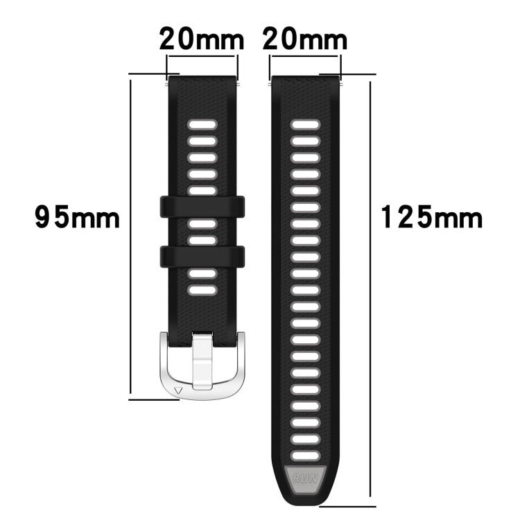 For Samsung Galaxy Watch 42mm 20mm Sports Two-Color Steel Buckle Silicone Watch Band(White+Blue) by bashfashion