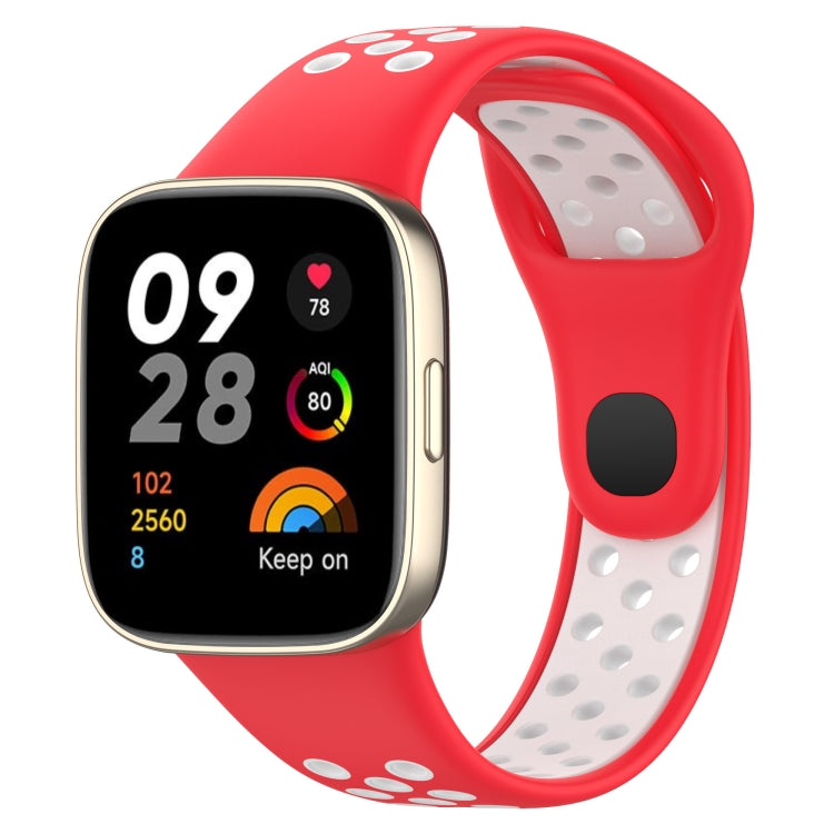 For Redmi Watch 3 Sports Two-Color Silicone Watch Band(Red+White) by bashfashion