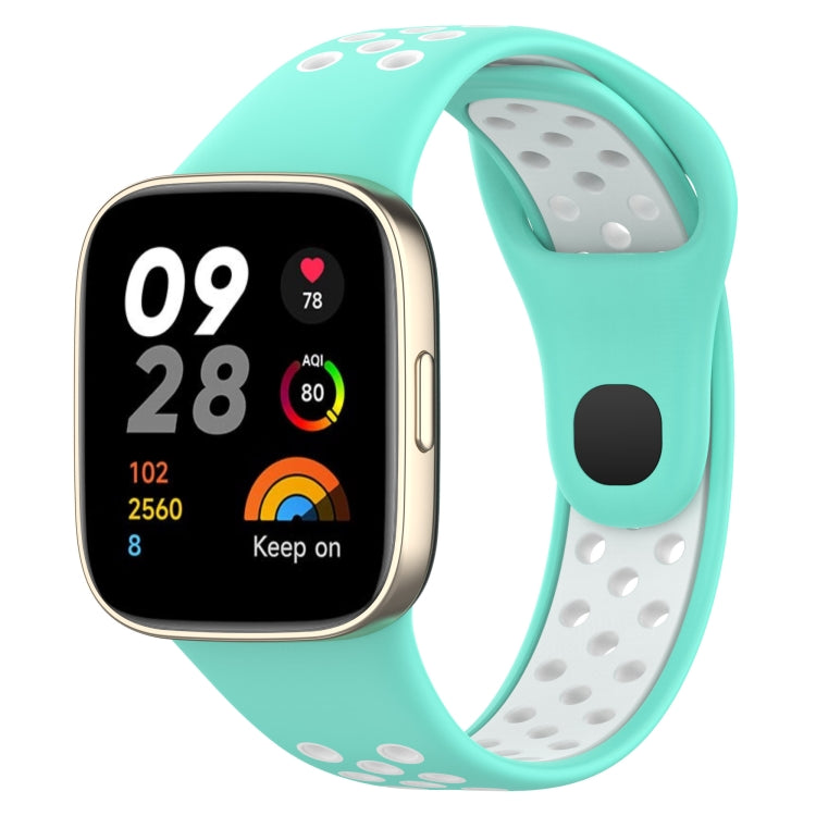 For Redmi Watch 3 Sports Two-Color Silicone Watch Band(Teal+White) by bashfashion