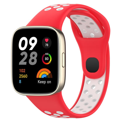 For Redmi Watch 3 Lite Sports Two-Color Silicone Watch Band(Red+White) by bashfashion