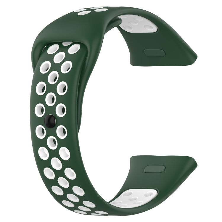 For Redmi Watch 3 Lite Sports Two-Color Silicone Watch Band(Dark Green+White) by bashfashion