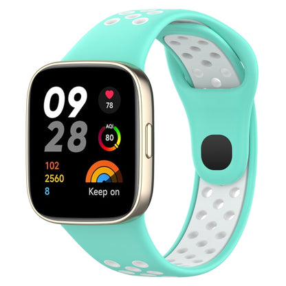 For Redmi Watch 3 Lite Sports Two-Color Silicone Watch Band(Teal+White) by bashfashion