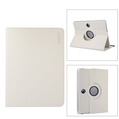 For OnePlus Pad / OPPO Pad 2 ENKAY 360 Degree Rotation Stand Litchi Leather Smart Tablet Case(White) by ENKAY