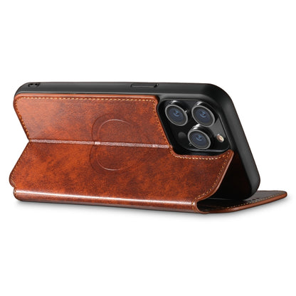 For iPhone 14 Pro Max Suteni J05 Leather Magnetic Magsafe Phone Case(Khaki) by Suteni