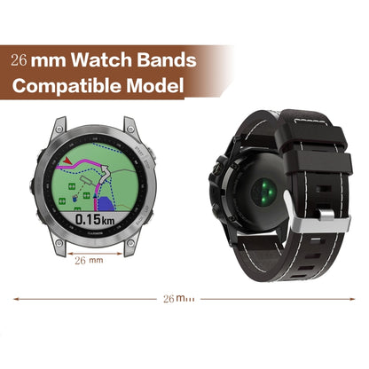 For Garmin Enduro 26mm Sewing Leather Steel Buckle Watch Band(Black) by bashfashion