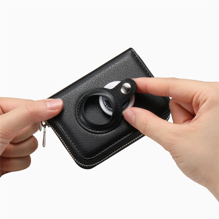 For AirTag Zipper Wallet Protective Cover Case(Black) by bashfashion
