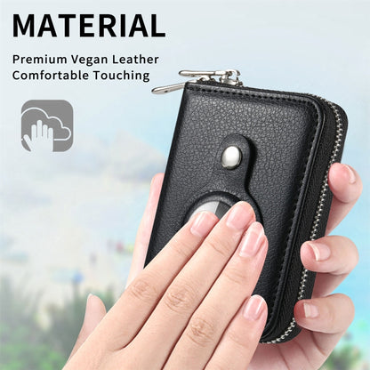 For AirTag Zipper Wallet Protective Cover Case(Black) by bashfashion