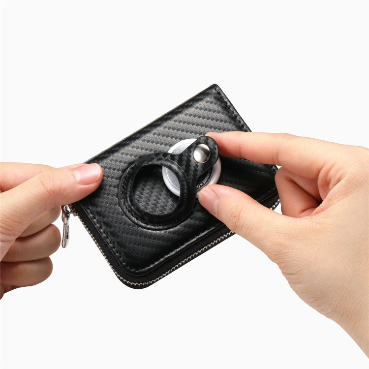 For AirTag Zipper Wallet Protective Cover Case(Matte Black) by bashfashion