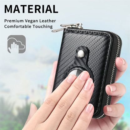 For AirTag Zipper Wallet Protective Cover Case(Matte Black) by bashfashion