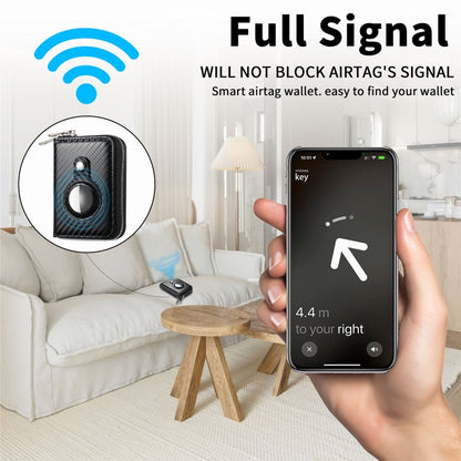For AirTag Zipper Wallet Protective Cover Case(Matte Black) by bashfashion