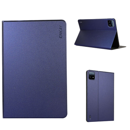 For Xiaomi Pad 6 / Pad 6 Pro ENKAY Leather Stand Smart Tablet Case(Dark Blue) by ENKAY