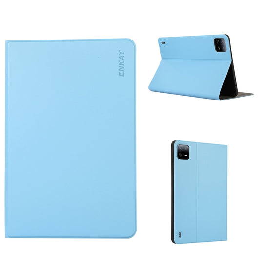 For Xiaomi Pad 6 / Pad 6 Pro ENKAY Leather Stand Smart Tablet Case(Light Blue) by ENKAY