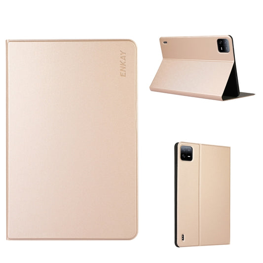 For Xiaomi Pad 6 / Pad 6 Pro ENKAY Leather Stand Smart Tablet Case(Golden) by ENKAY