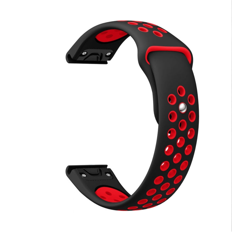 For Garmin MARQ Athlete Gen 2 22mm Sports Breathable Silicone Watch Band(Black+Red) by bashfashion