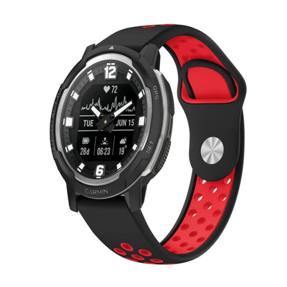 For Garmin Instinct Crossover Solar 22mm Sports Breathable Silicone Watch Band(Black+Red) by bashfashion