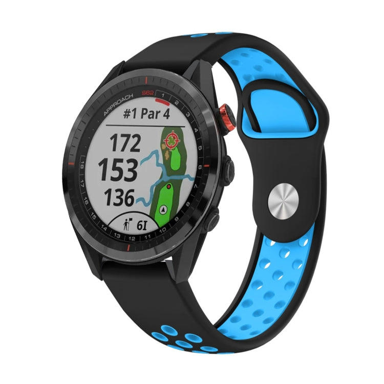 For Garmin Approach S62 22mm Sports Breathable Silicone Watch Band(Black+Blue) by bashfashion