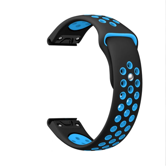 For Garmin Approach S62 22mm Sports Breathable Silicone Watch Band(Black+Blue) by bashfashion