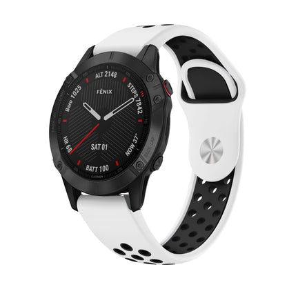For Garmin Fenix 6 Sapphire GPS 22mm Sports Breathable Silicone Watch Band(White+Black) by bashfashion
