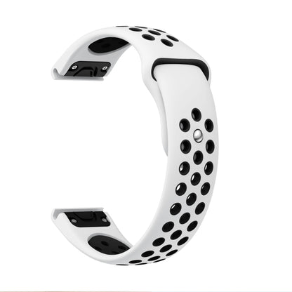 For Garmin Fenix 6 Sapphire GPS 22mm Sports Breathable Silicone Watch Band(White+Black) by bashfashion