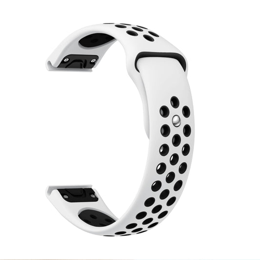 For Garmin Fenix 6 Sapphire GPS 22mm Sports Breathable Silicone Watch Band(White+Black) by bashfashion
