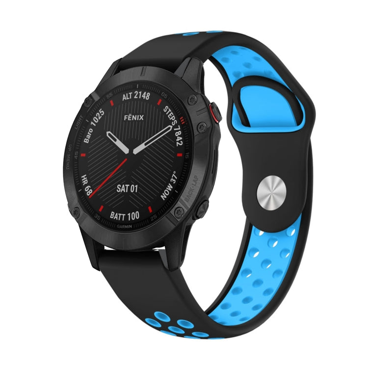 For Garmin Fenix 6 Sapphire GPS 22mm Sports Breathable Silicone Watch Band(Black+Blue) by bashfashion