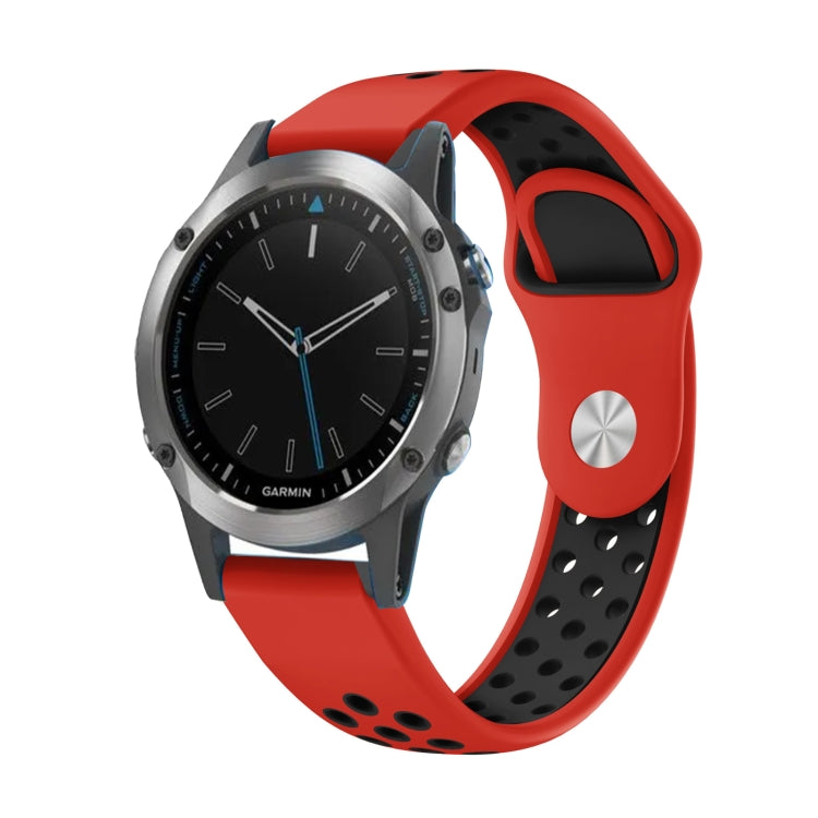 For Garmin Quatix 5 Sapphire 22mm Sports Breathable Silicone Watch Band(Red+Black) by bashfashion