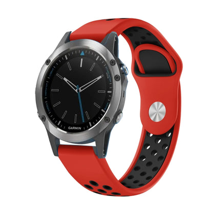 For Garmin Quatix 5 Sapphire 22mm Sports Breathable Silicone Watch Band(Red+Black) by bashfashion