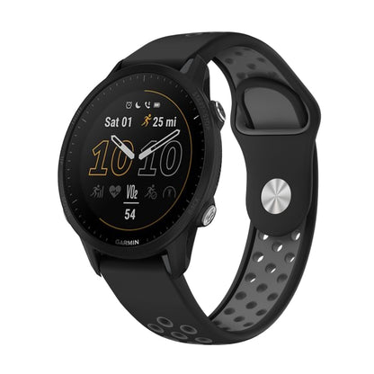 For Garmin Forerunner 955 22mm Sports Breathable Silicone Watch Band(Black+Grey) by bashfashion