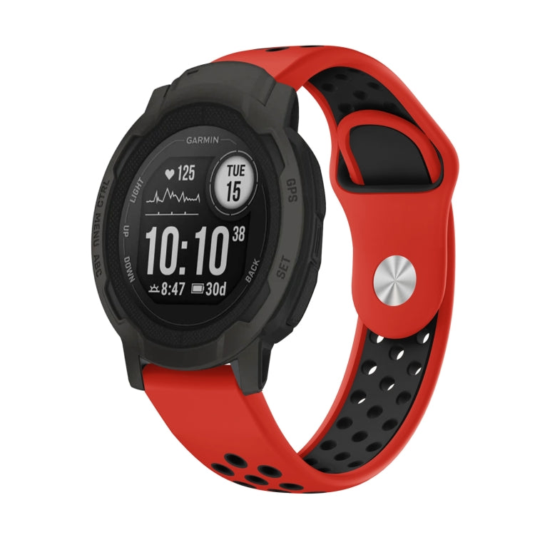 For Garmin Instinct 2 22mm Sports Breathable Silicone Watch Band(Red+Black) by bashfashion