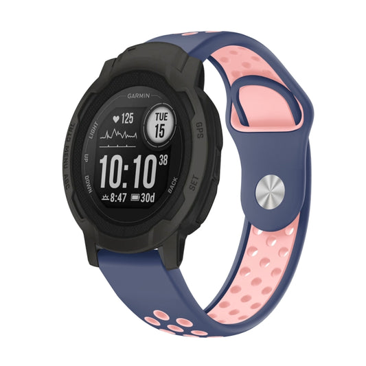 For Garmin Instinct 2 22mm Sports Breathable Silicone Watch Band(Midnight Blue+Pink) by bashfashion