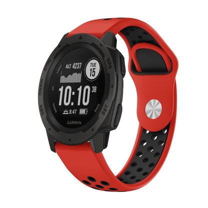 For Garmin Instinct 22mm Sports Breathable Silicone Watch Band(Red+Black) by bashfashion